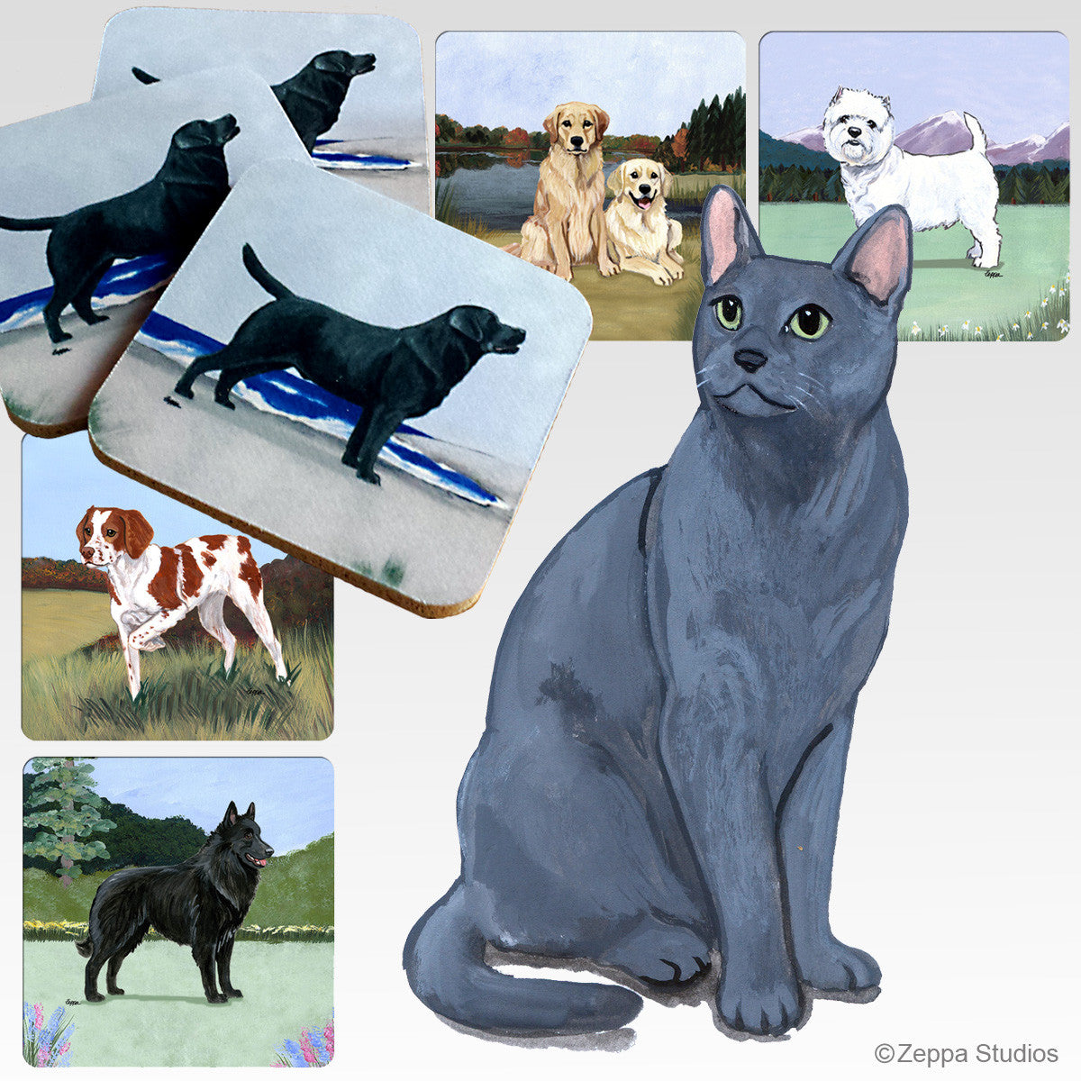 Russian Blue Oval Scenic Coasters