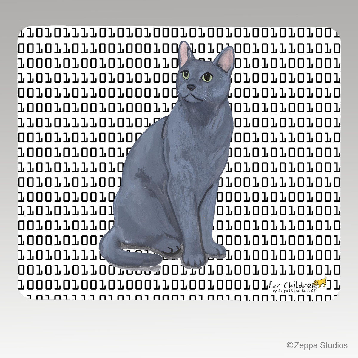 Russian Blue Cat Rectangular Megabyte Mouse Pad