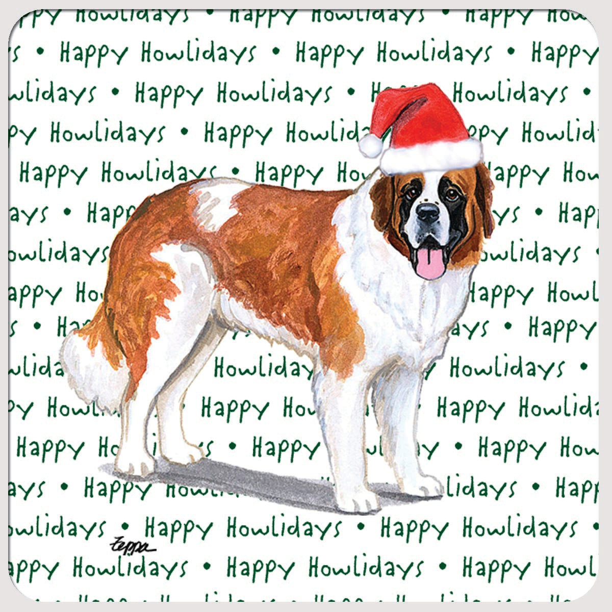 Saint Bernard Christmas Coasters