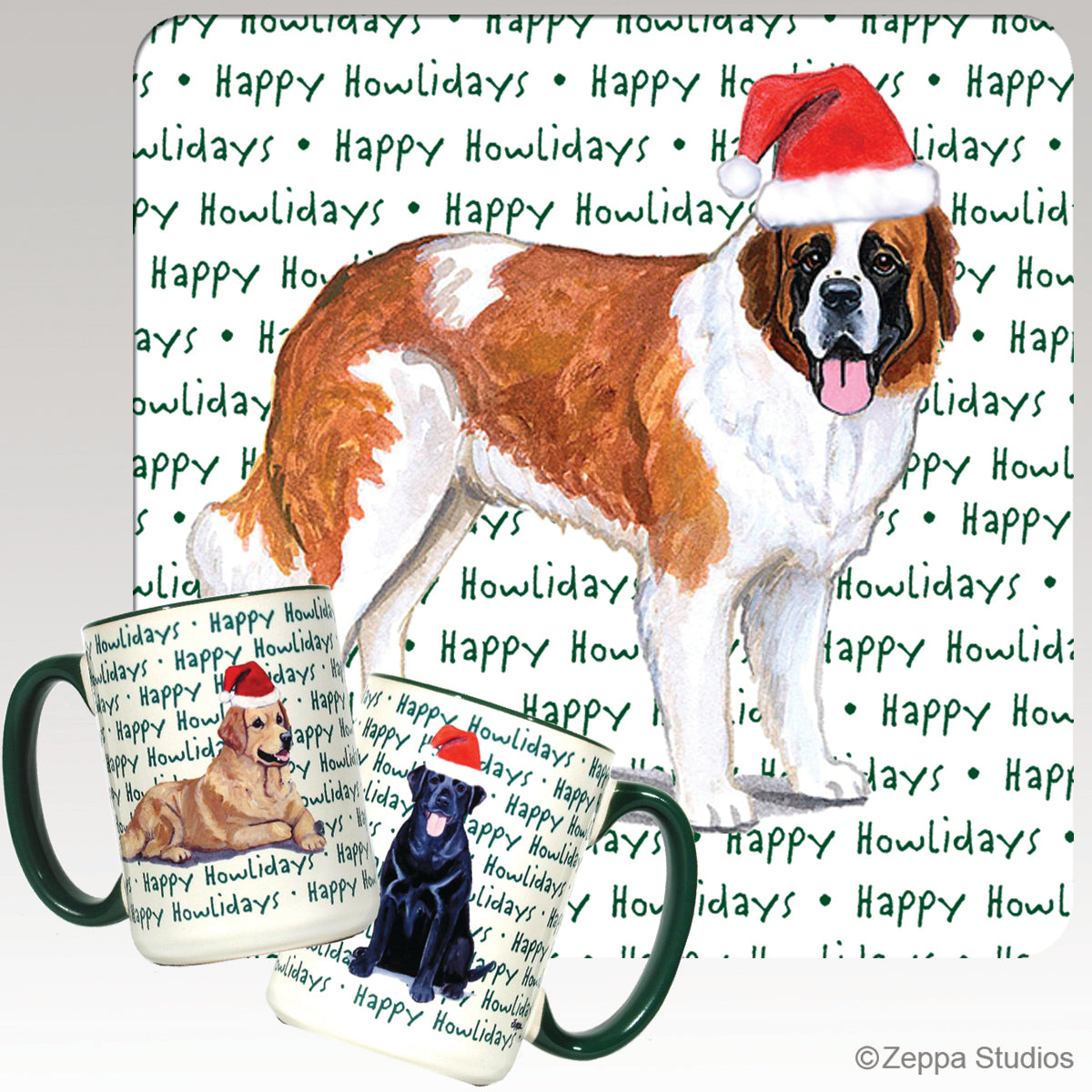 Saint Bernard Christmas Mugs