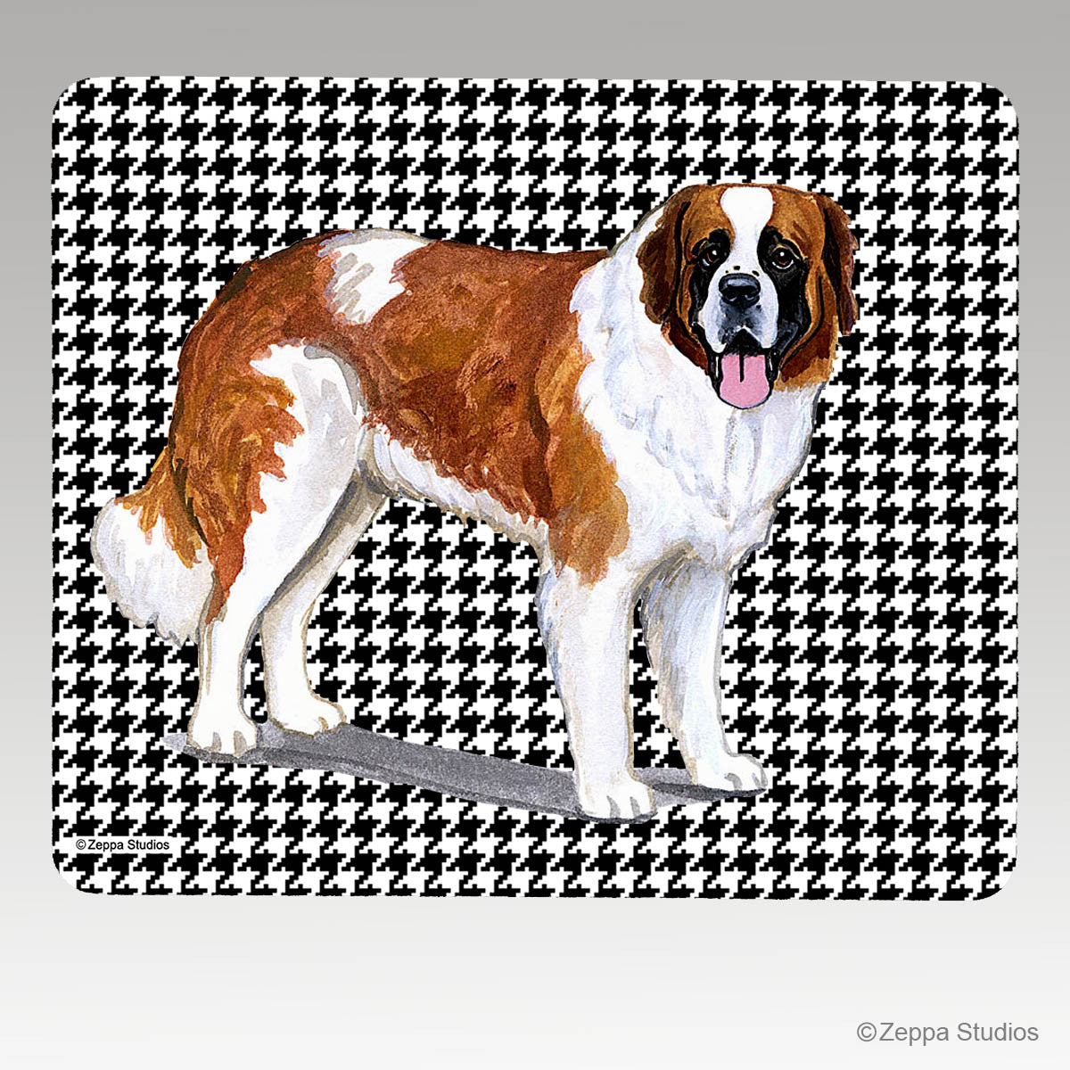 Saint Bernard Houndstooth Mouse Pad - Rectangle