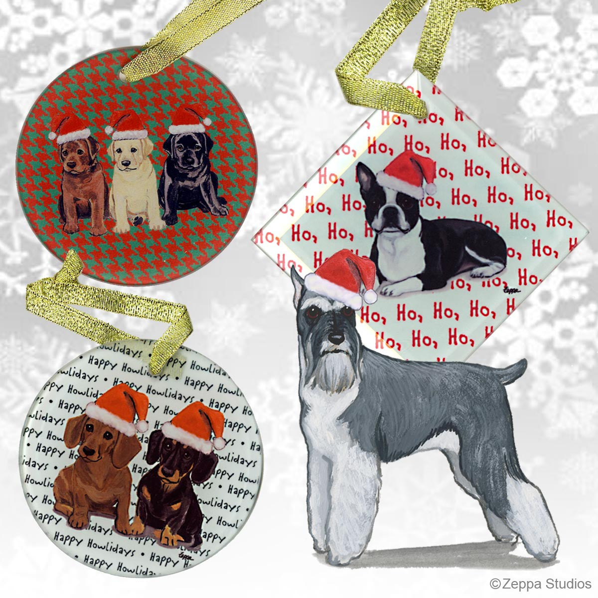 Schnauzer Standing Christmas Ornaments