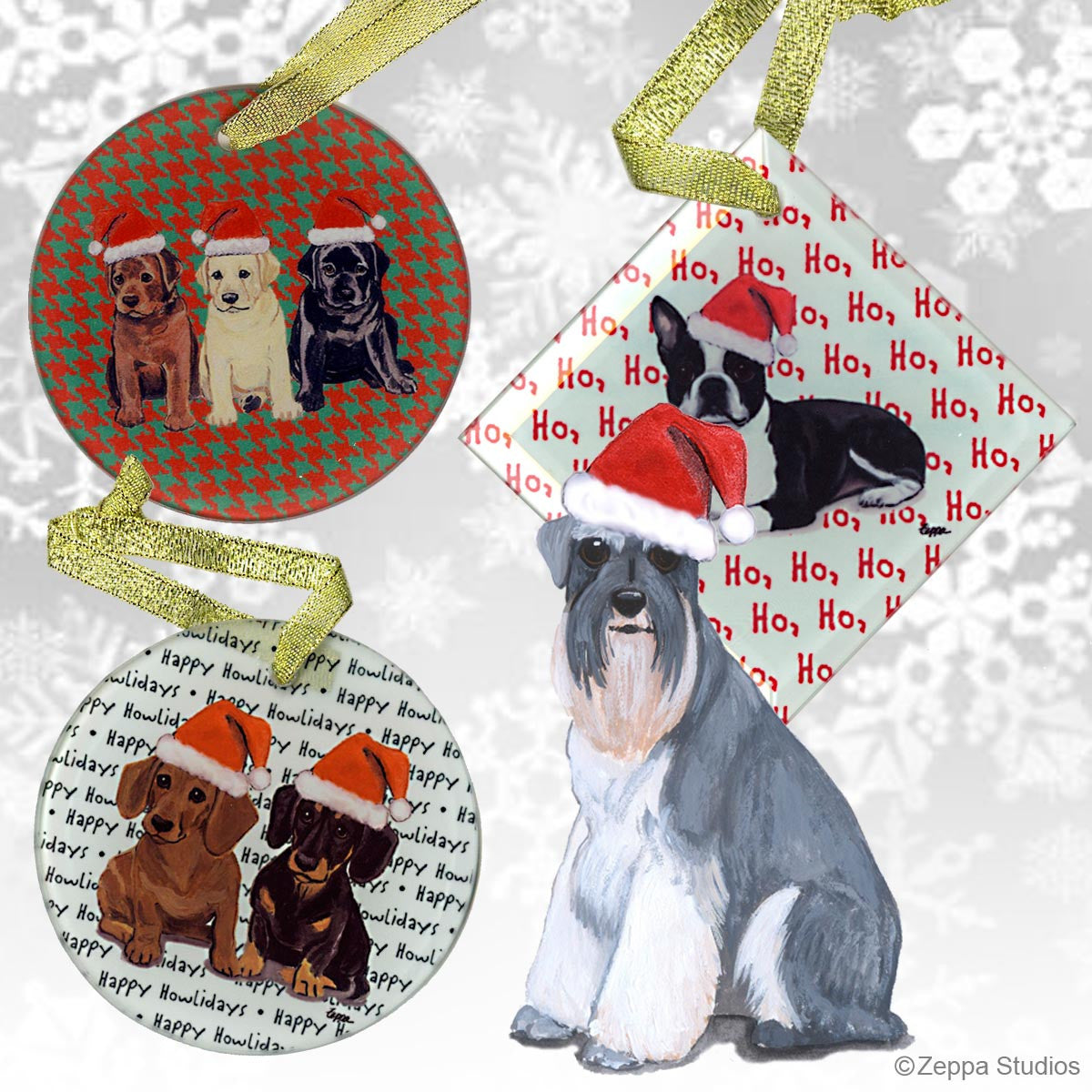 Schnauzer Natural Ears Christmas Ornaments