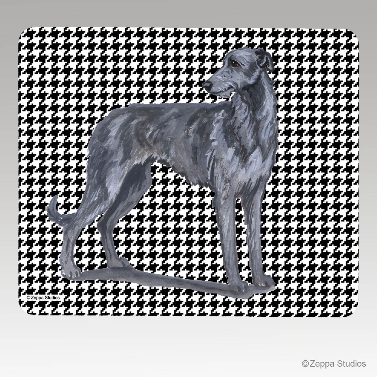 Scottish Deerhound Houndstooth Mouse Pad - Rectangle