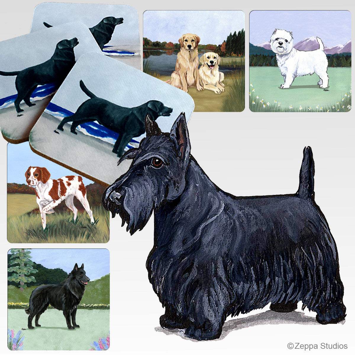 Scottish Terrier Scenic Coasters