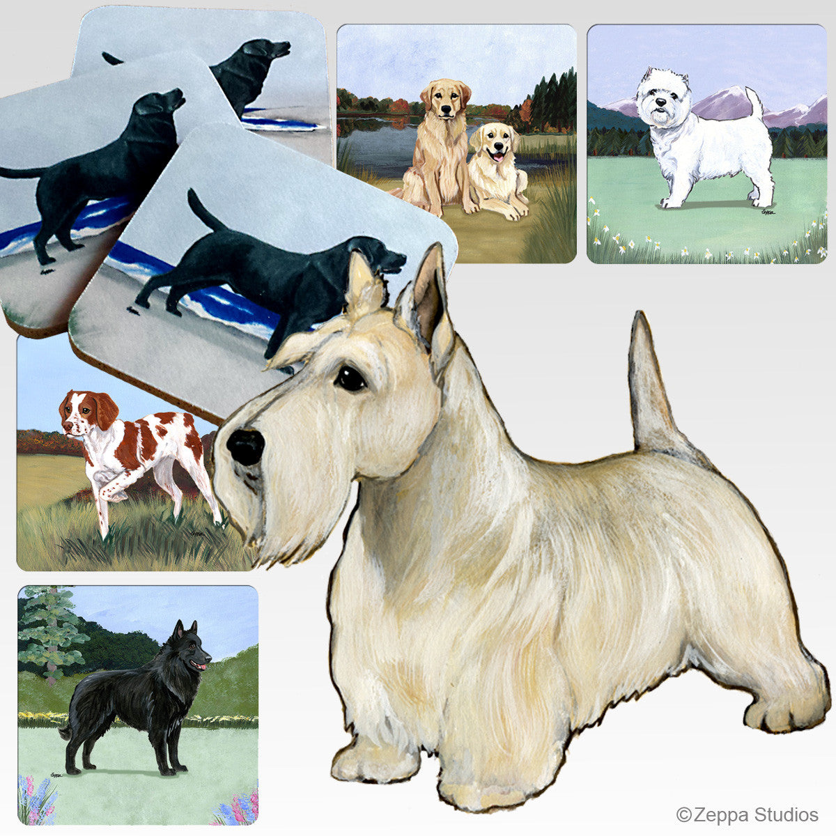 Wheaten Scottish Terrier Scenic Coasters