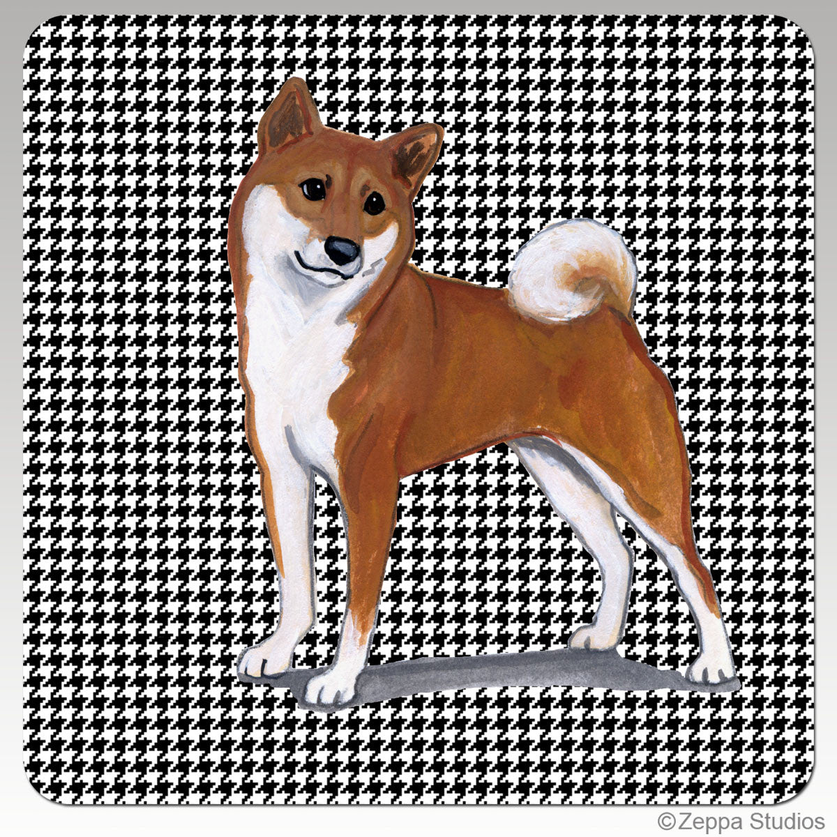 Shiba Inu Houndzstooth Coasters