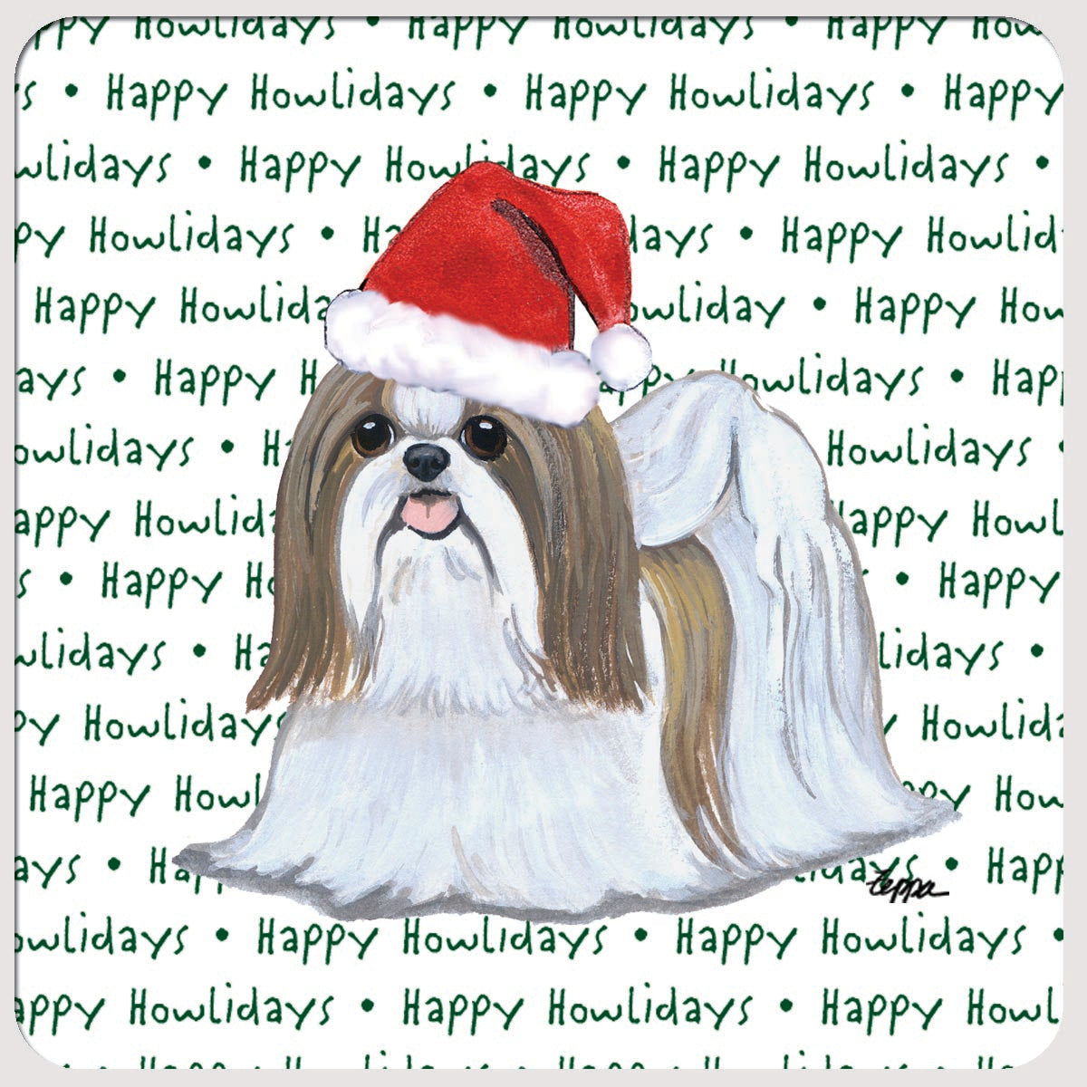 Shih Tzu Christmas Coasters