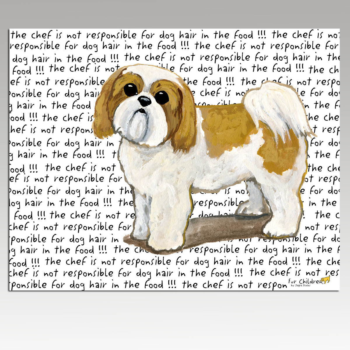 Tan & White Shih Tzu Puppy Clip Cutting Board