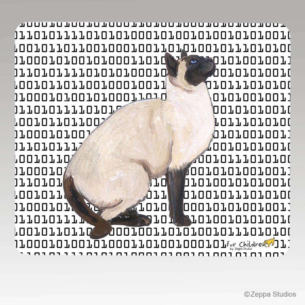 Siamese Cat Binary Code Mouse Pad