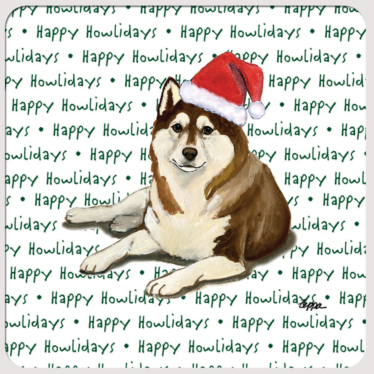 Siberian Husky Christmas Coasters