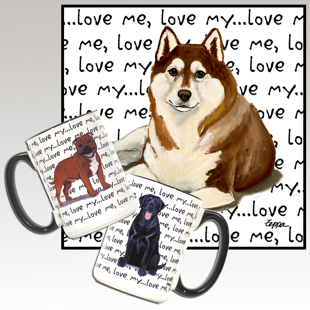 Brown and White Siberian Husky Love Me Mug