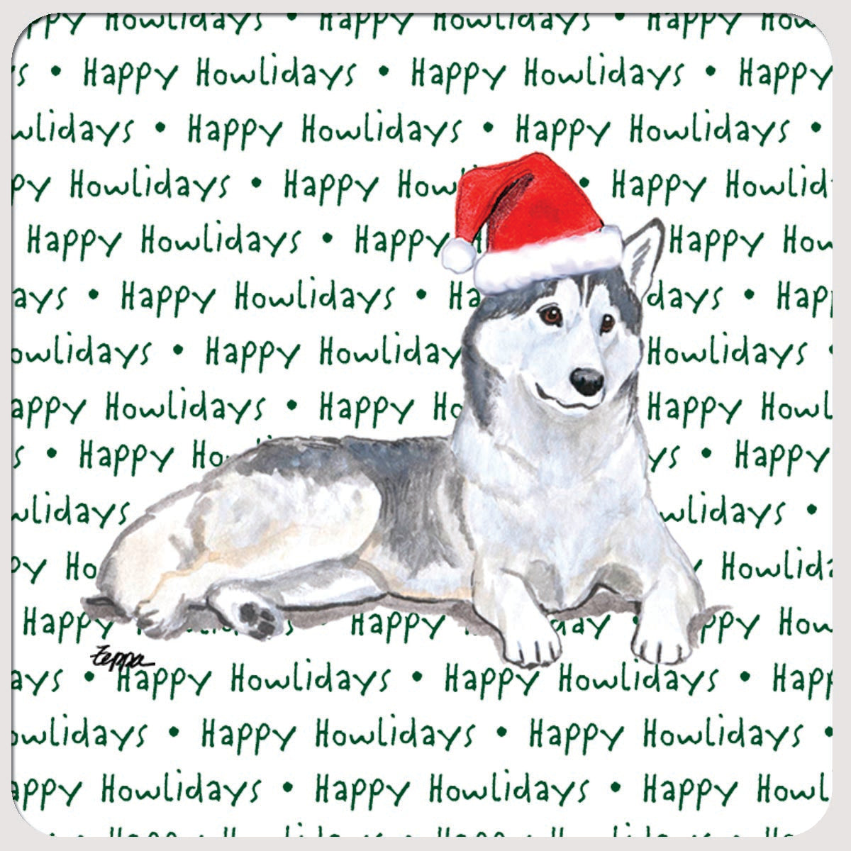 Siberian Husky Christmas Coasters