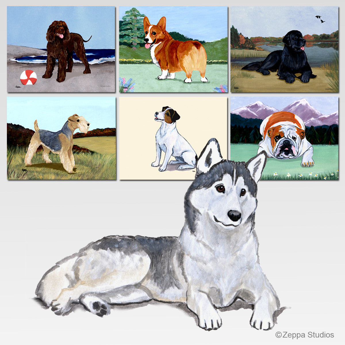 Brown & White Siberian Husky Cutting Board