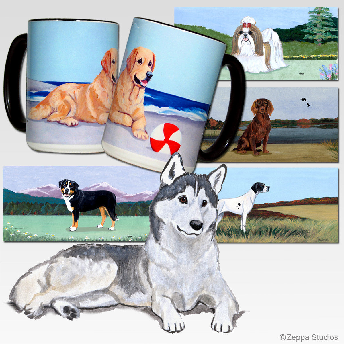 Brown & White Siberian Husky Cutting Board