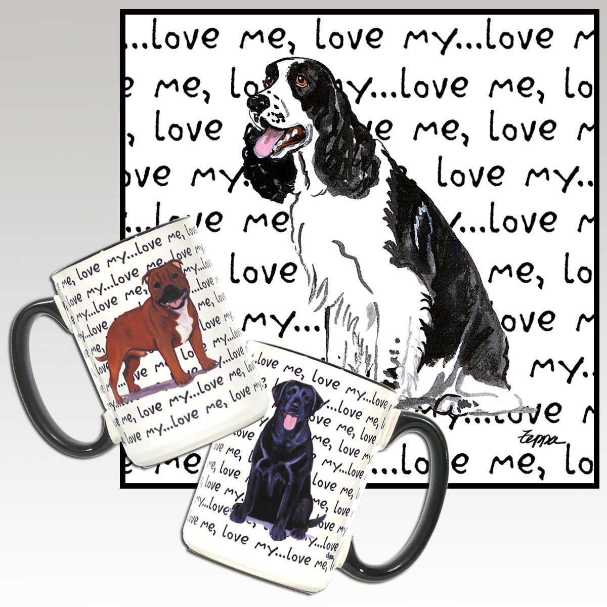 Black and White Springer Spaniel Love Me Mug