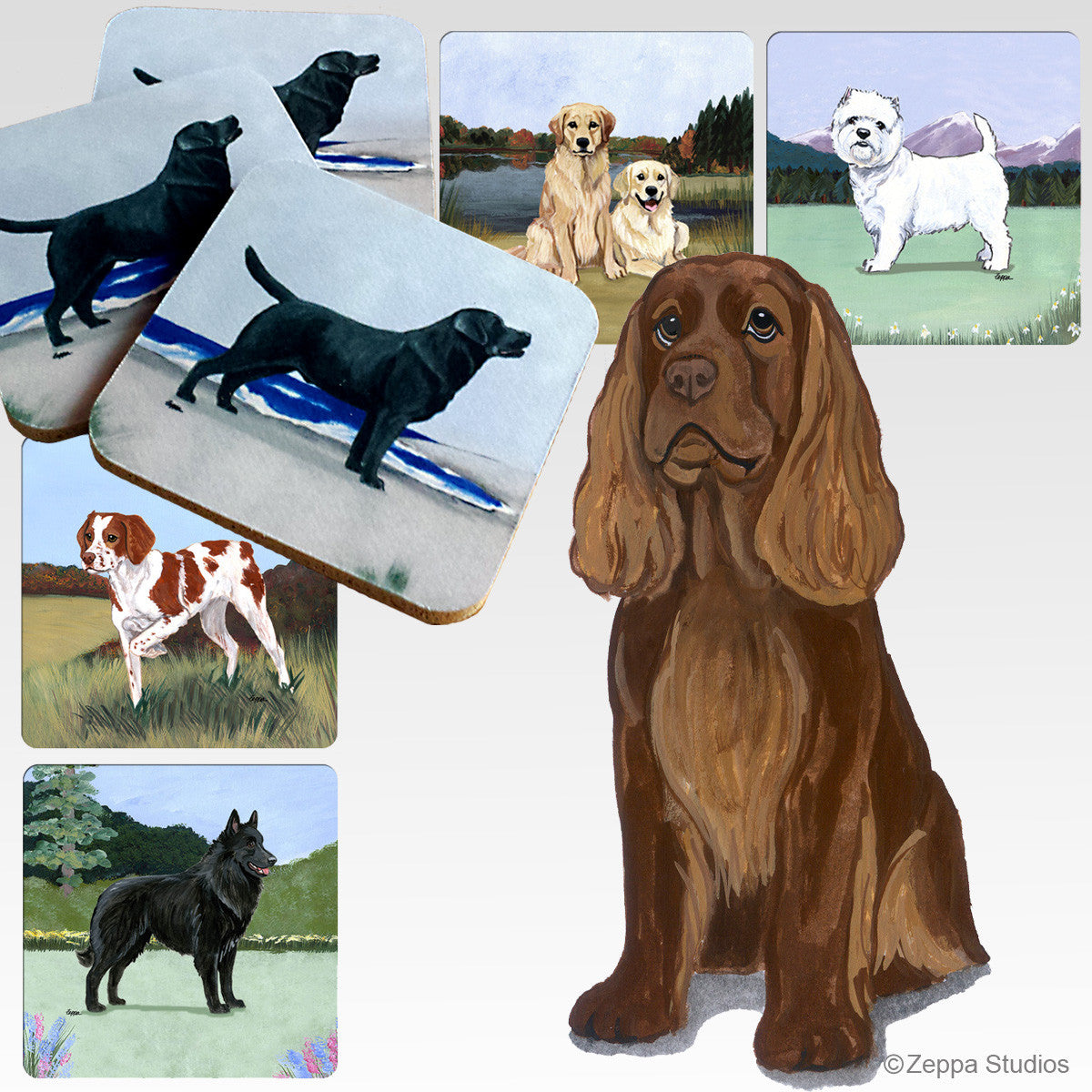 Sussex Spaniel Scenic Coasters