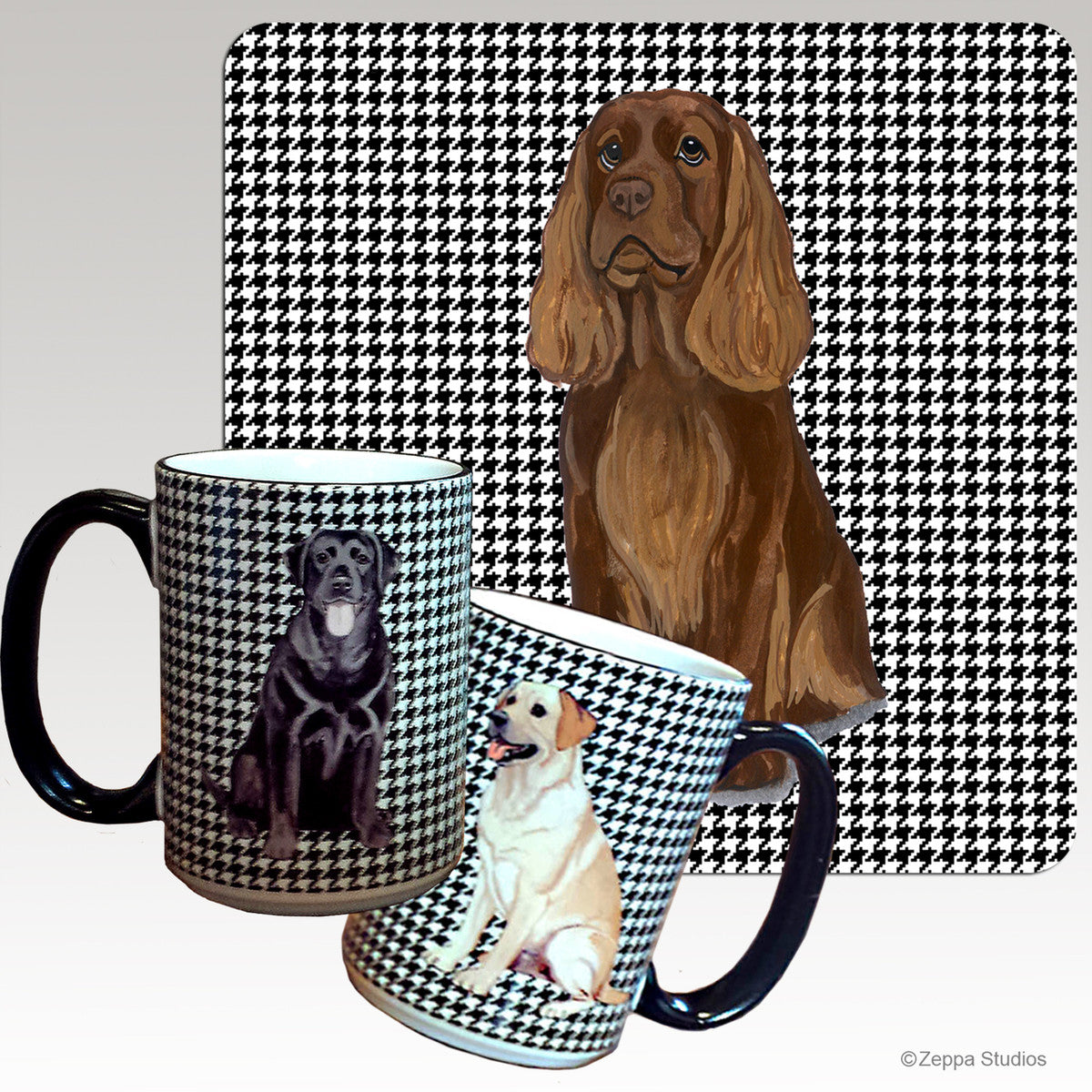 Sussex Spaniel Houndzstooth Mug - Rectangle