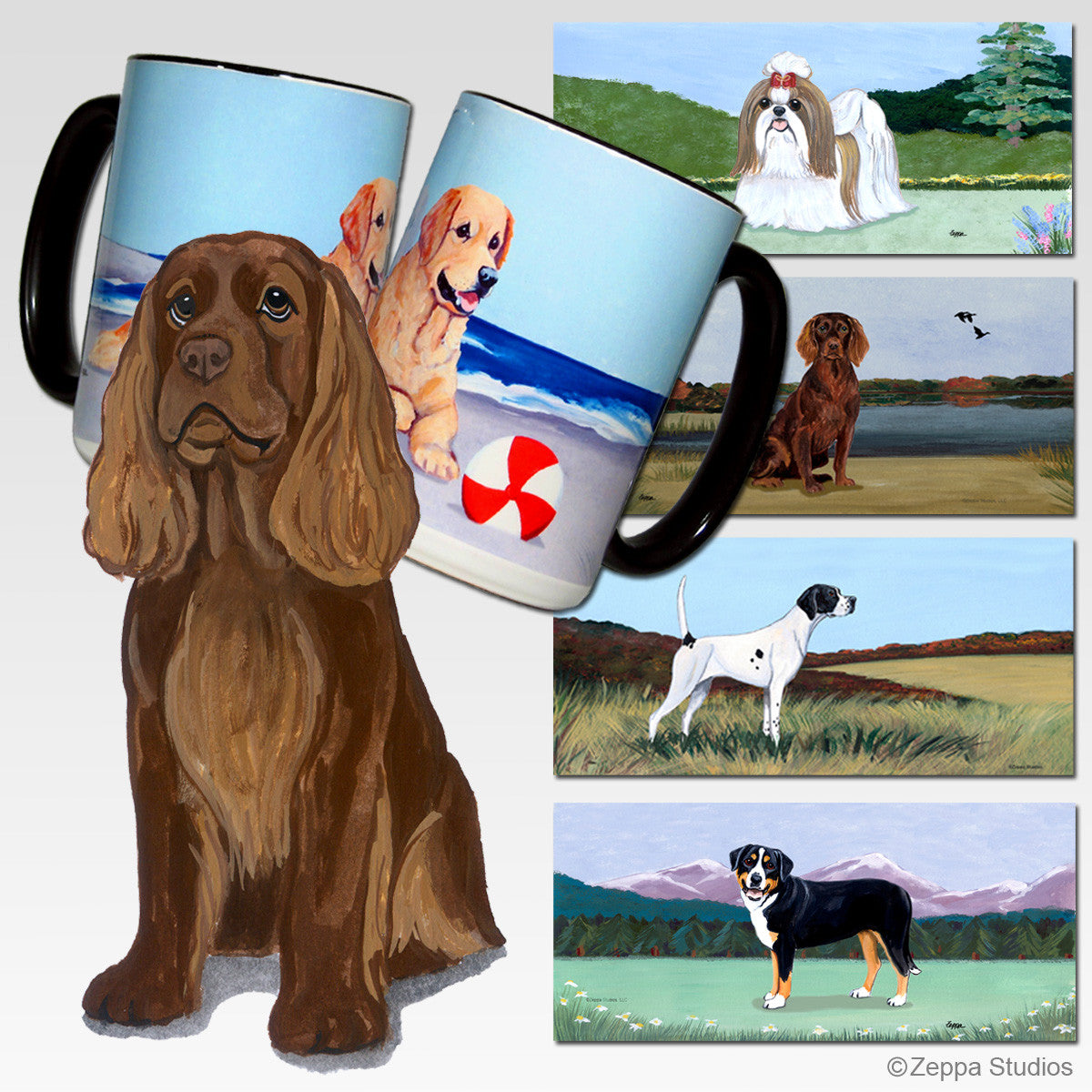 Sussex Spaniel Scenic Mug - Rectangle