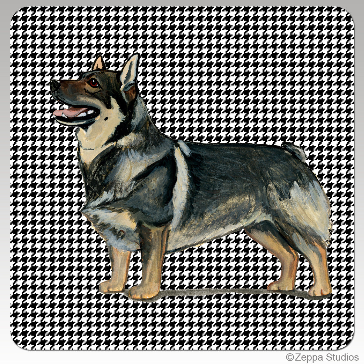 Swdedish Valhund Houndzstooth Coasters - Rectangle