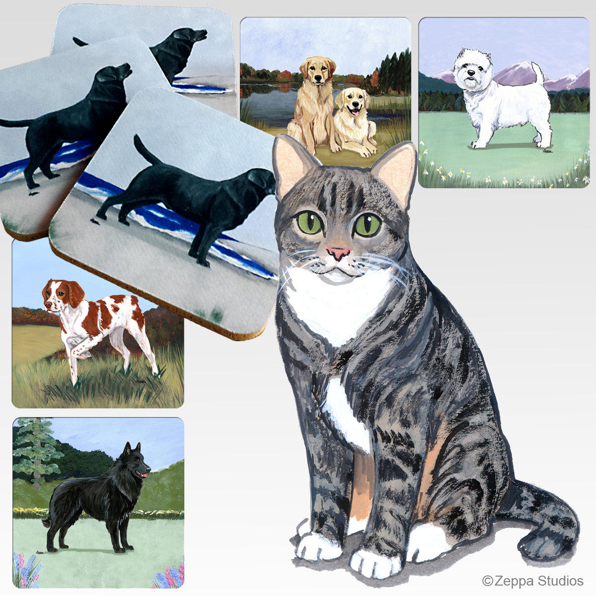 Tabby Cat Scenic Coasters