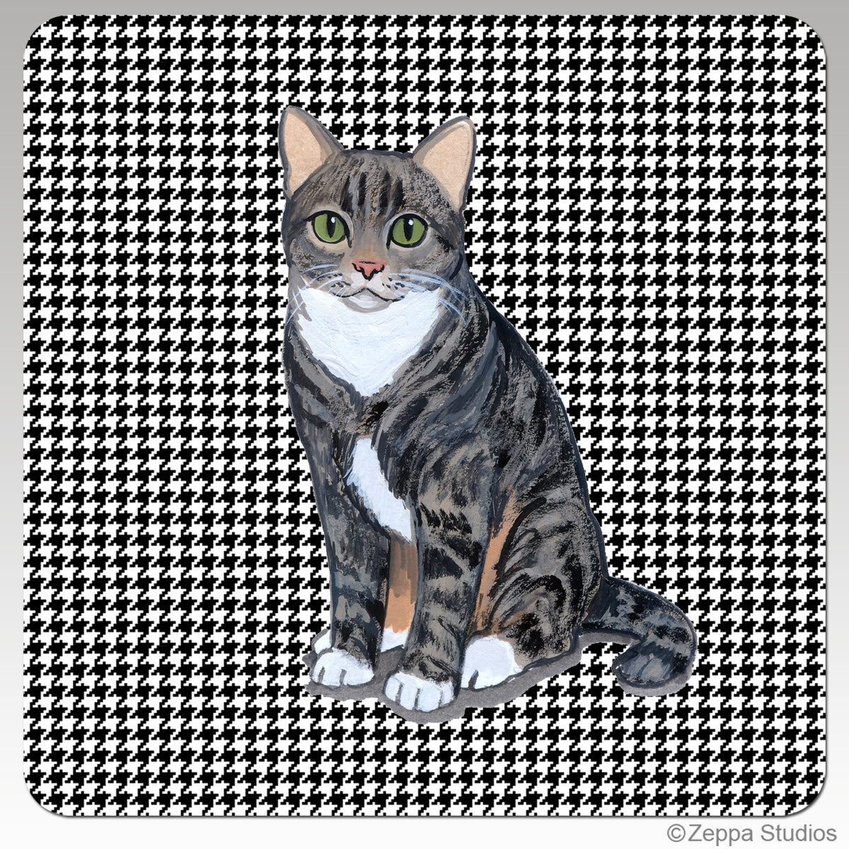 Tabby Cat Houndzstooth Coasters