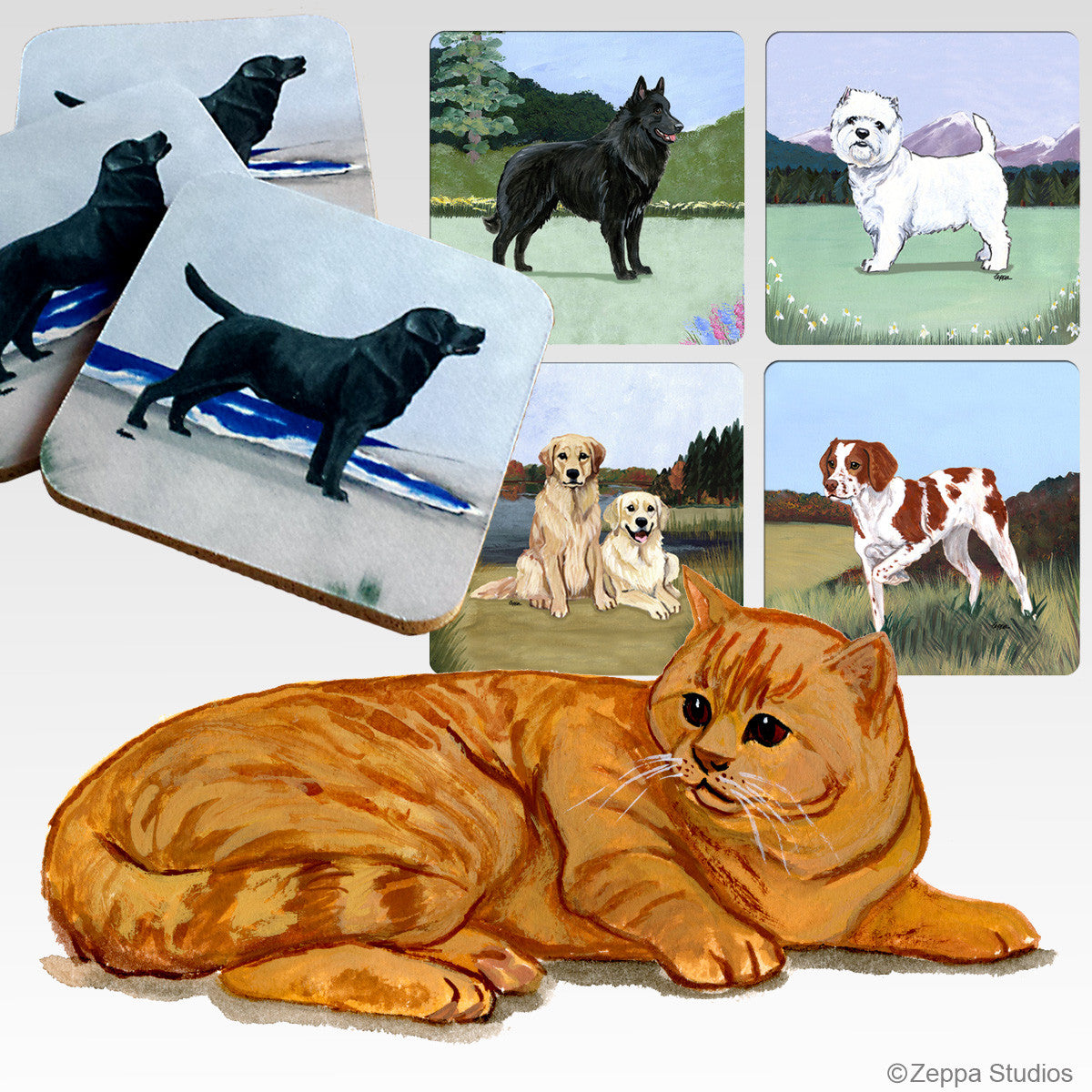 Red Tabby Scenic Coasters