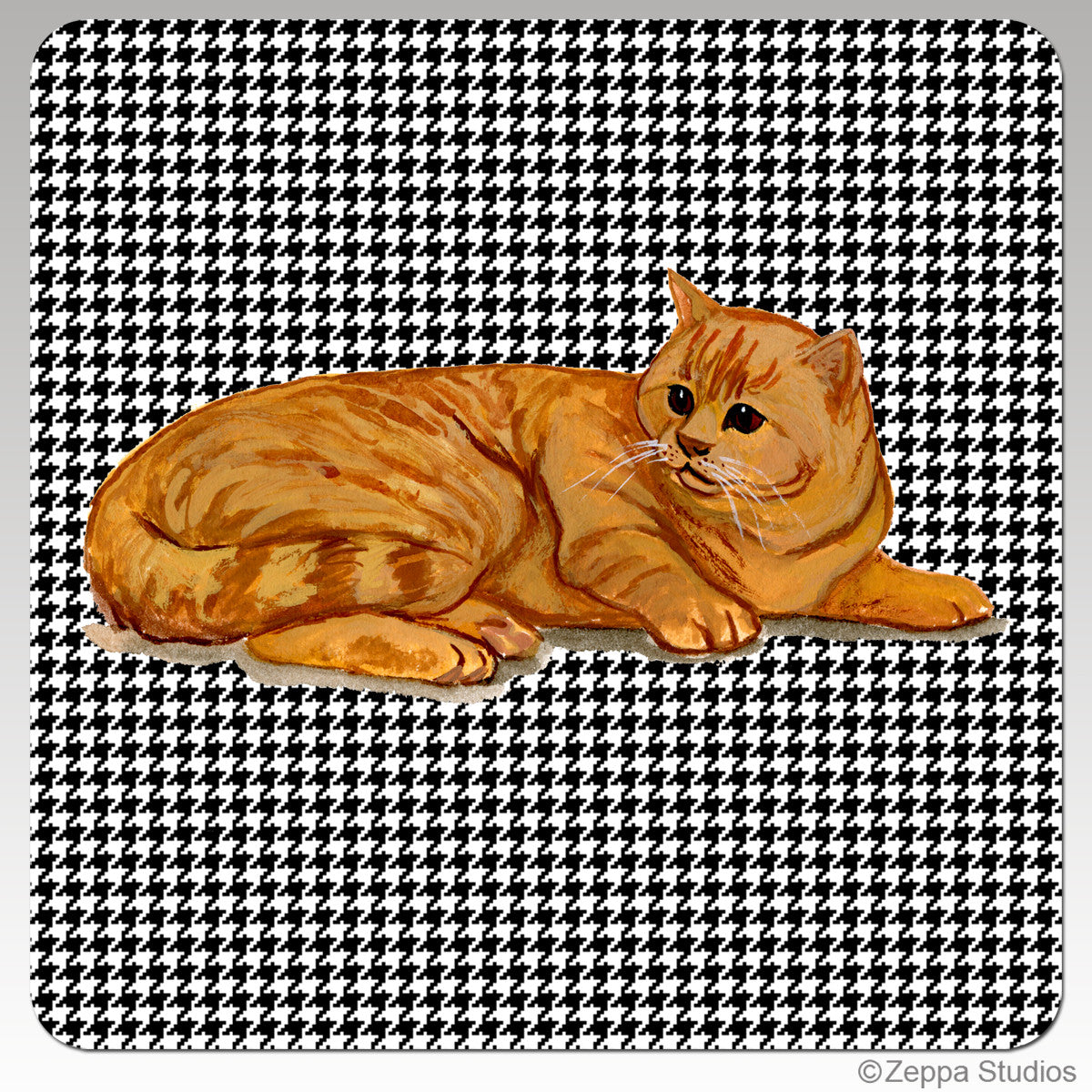 Orange Tabby Cat Houndzstooth Coasters
