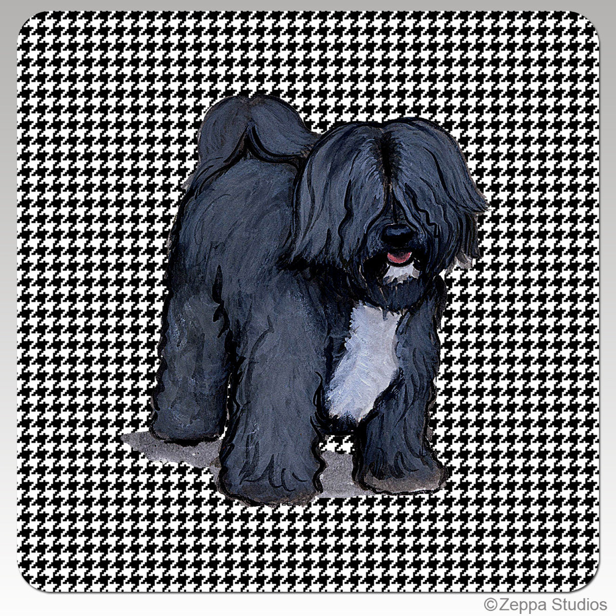 Tibetan Terrier Houndzstooth Coasters - Rectangle
