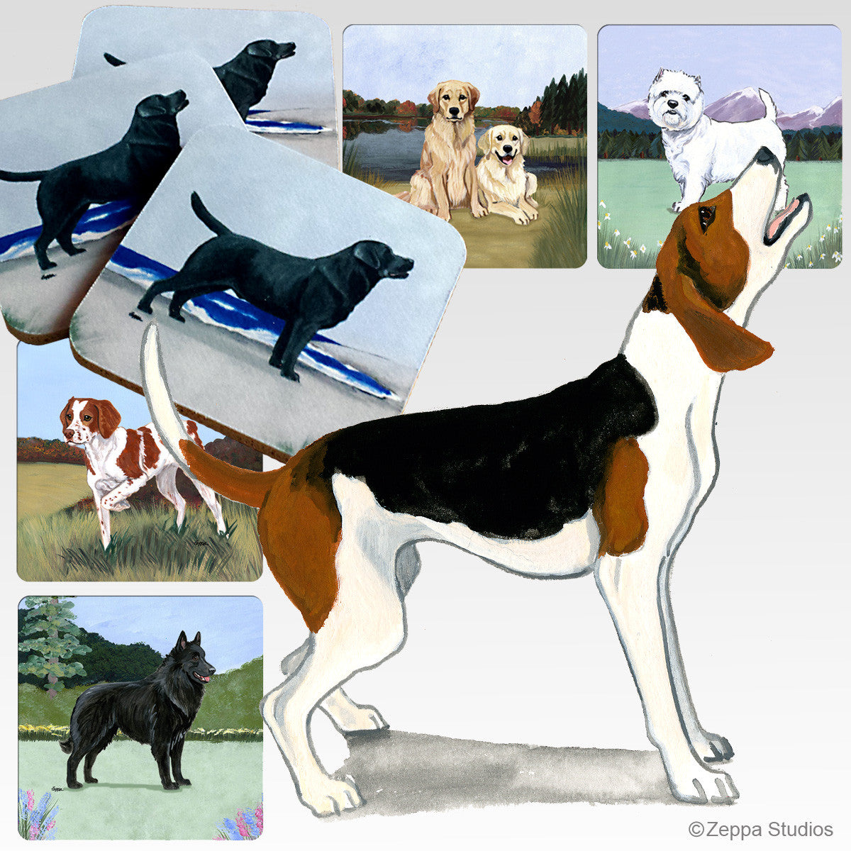 Treeing Walker Coonhound Scenic Coasters