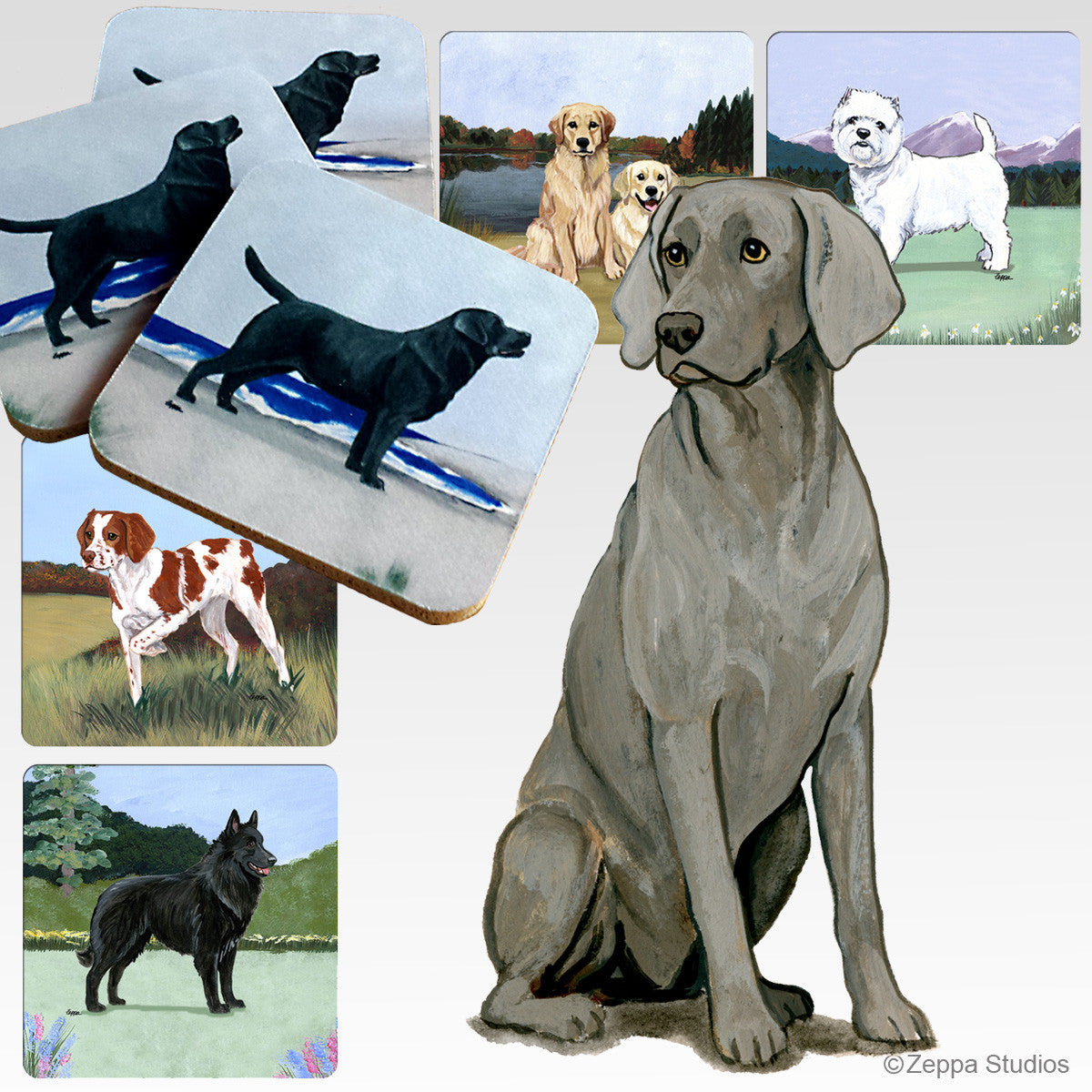 Sitting Weimaraner Scenic Coasters