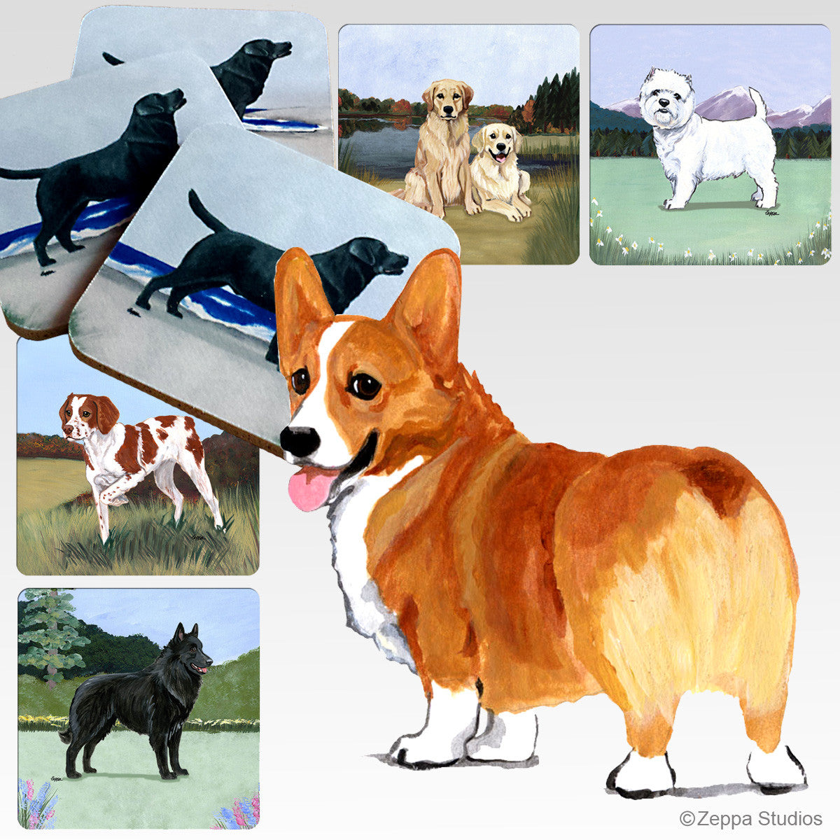 Welsh Corgi Scenic Coasters