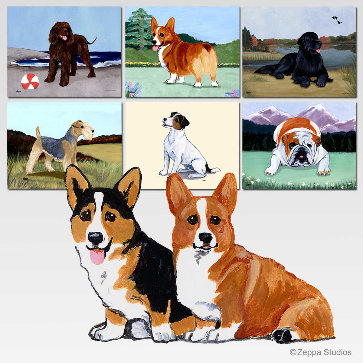 Corgi Pair Scenic Mouse Pads