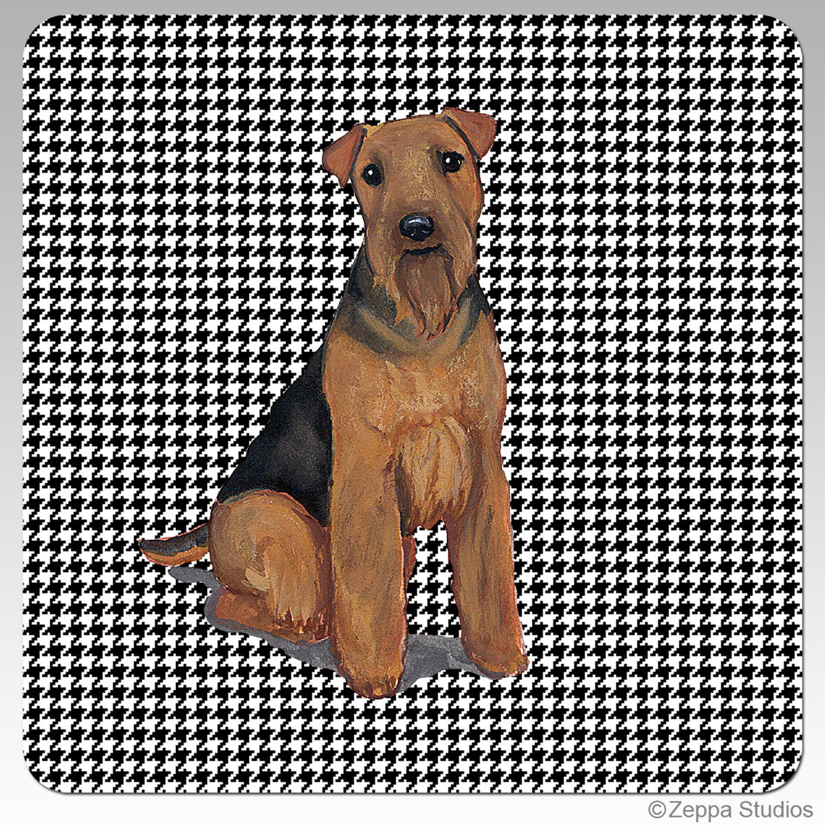 Welsh Terrier Houndzstooth Coasters - Rectangle