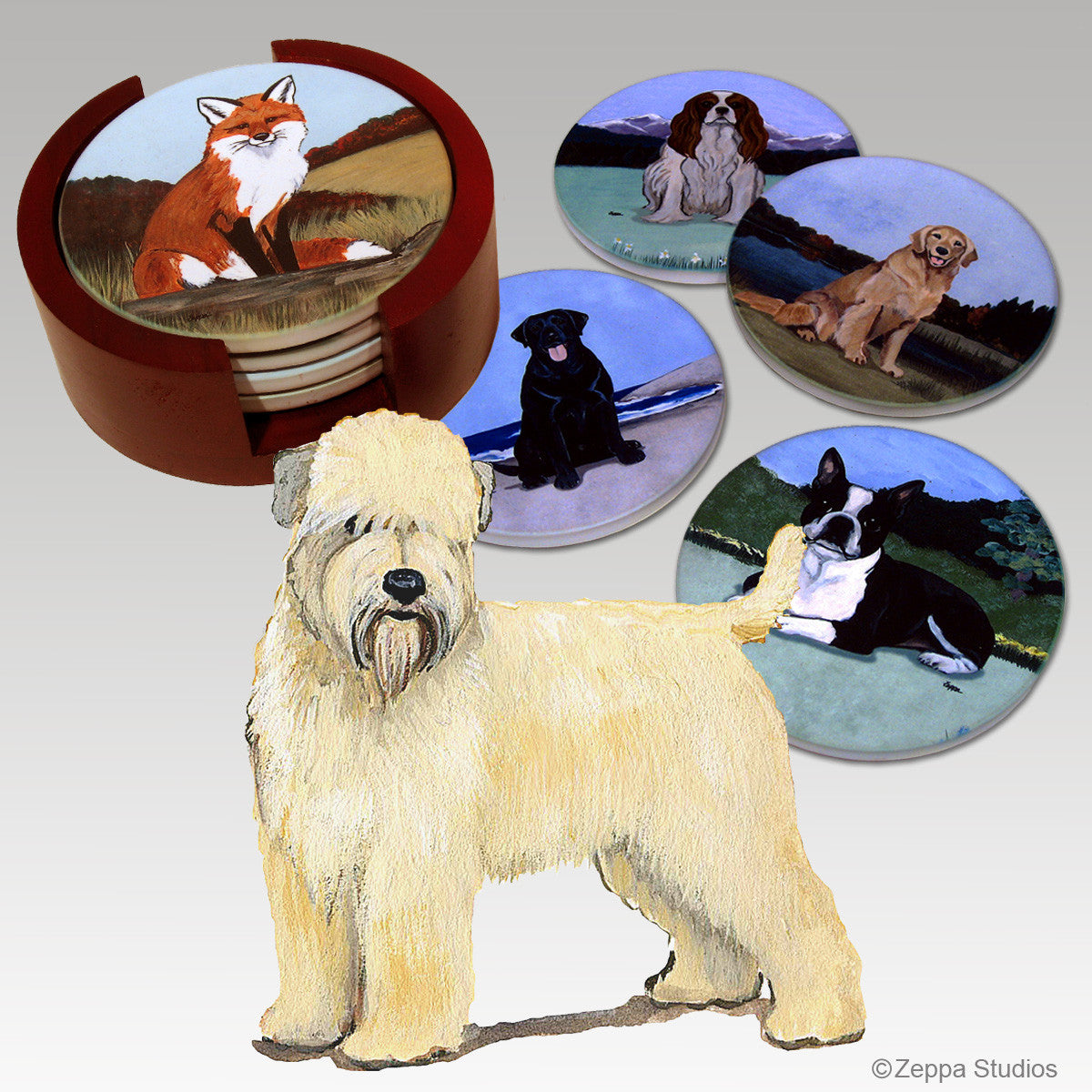 Wheaten Terrier Bisque Coaster Set