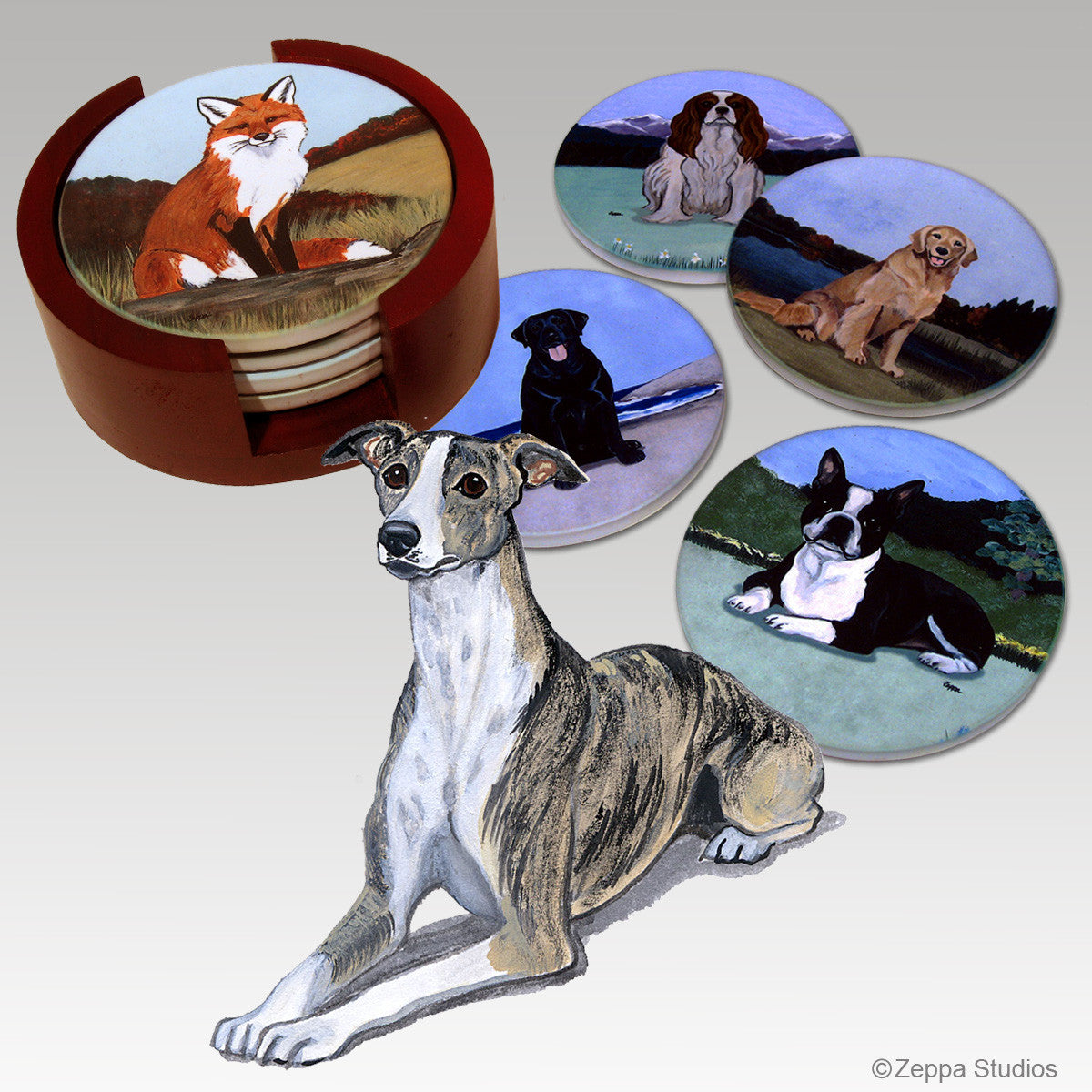 Whippet Bisque Coaster Set
