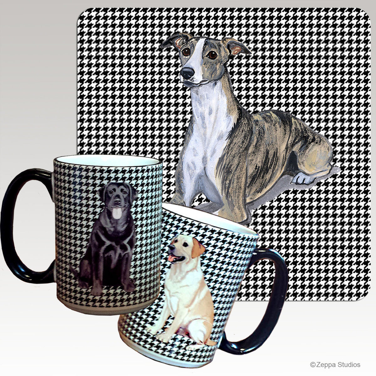 Whippet Houndzstooth Mug - Rectangle