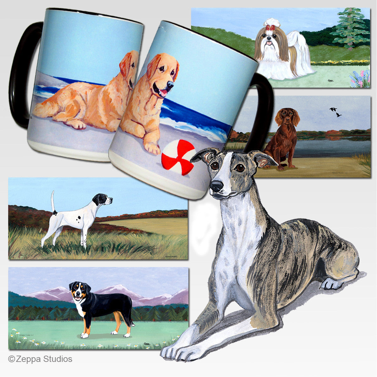 Whippet Scenic Mug - Rectangle