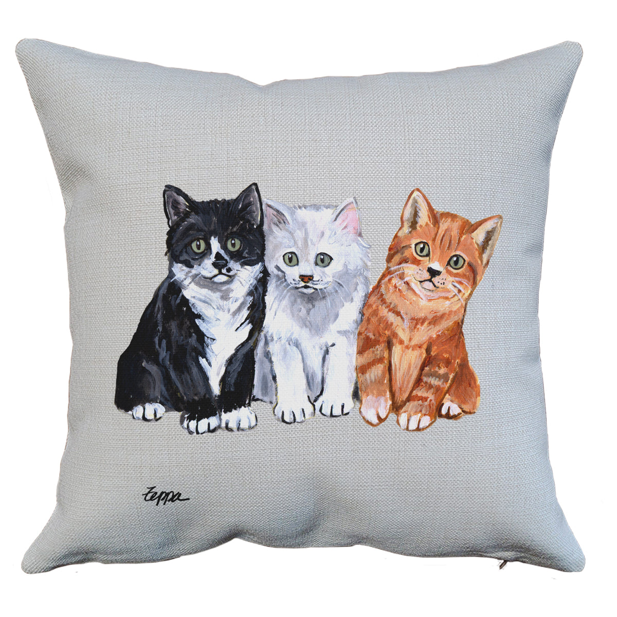 3 Kittens Throw Pillow