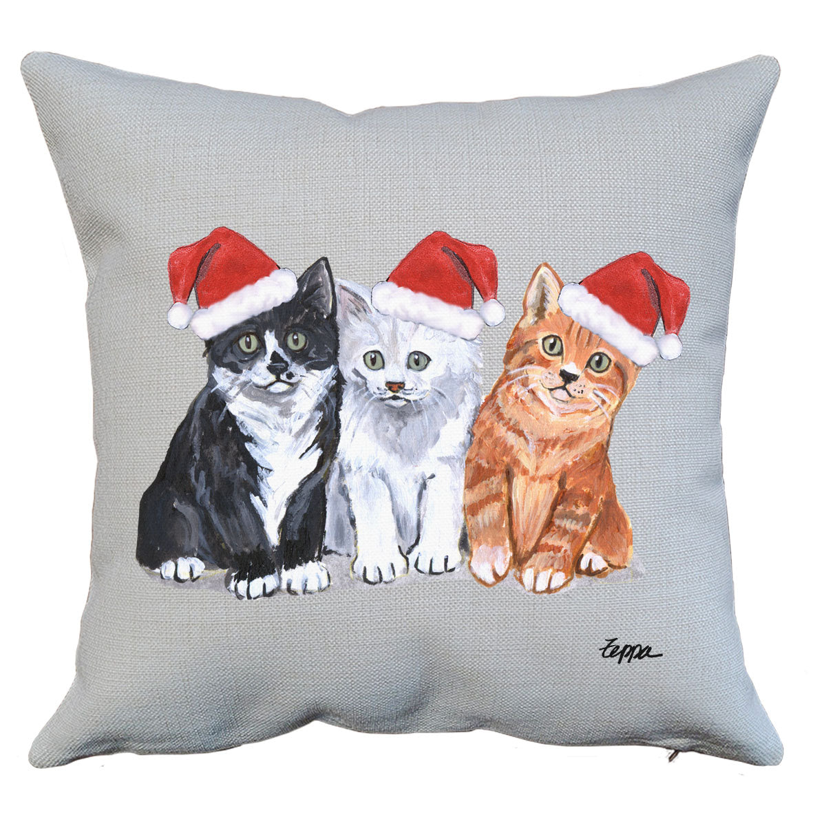 3 Kittens Santa Pillow