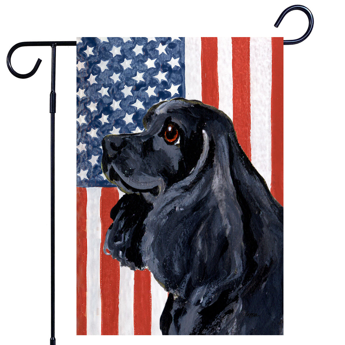 Black Cocker Spaniel Americana Garden Flag