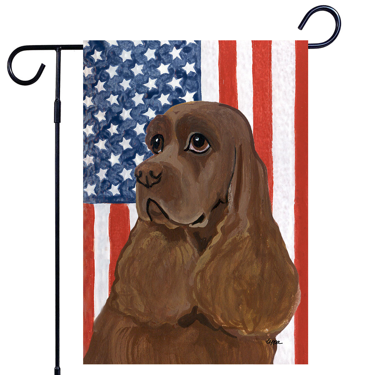 Chocolate Cocker Spaniel Americana Garden Flag