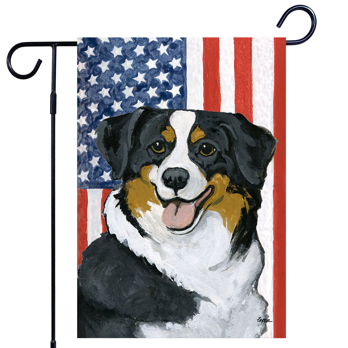 Tri Australian Shepherd Americana Garden Flag