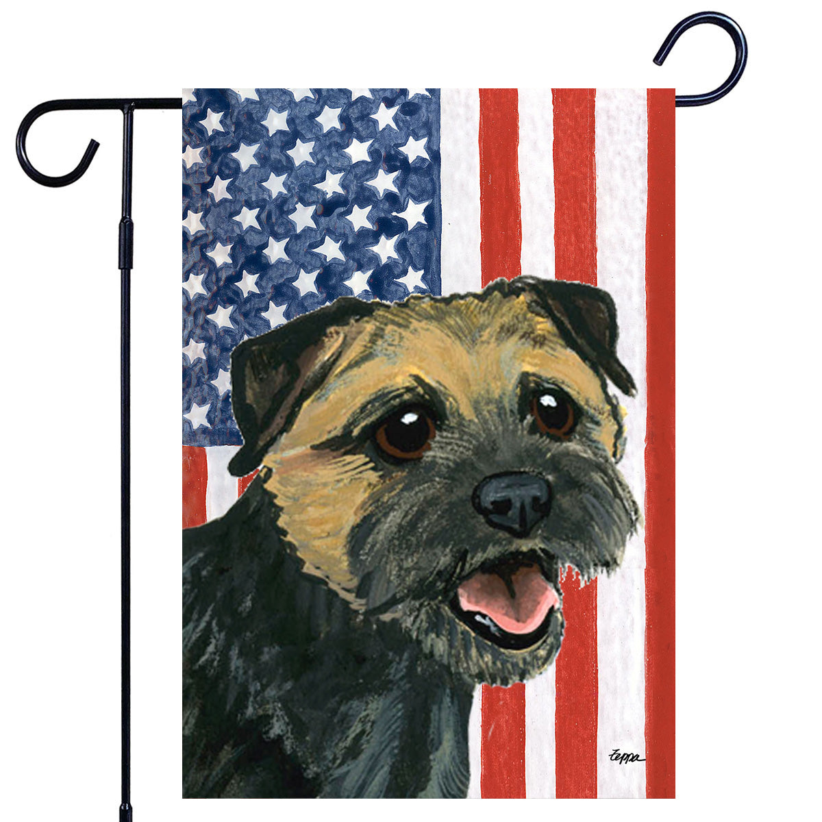 Black and Tan Border Terrier Americana Garden Flag
