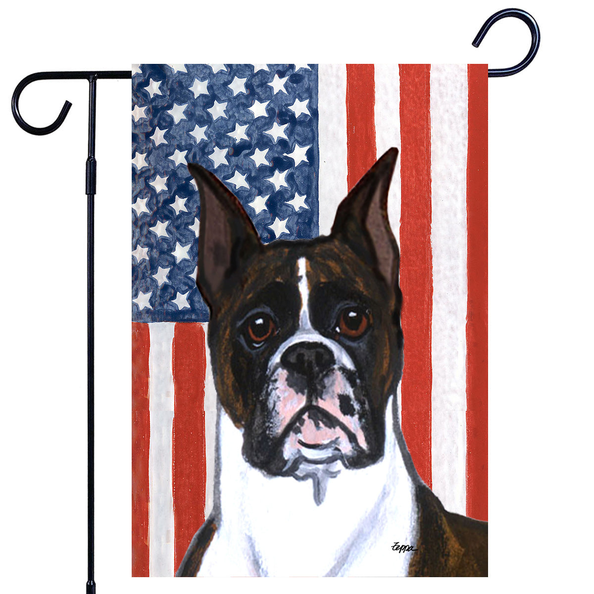 Brindle Boxer Americana Garden Flag