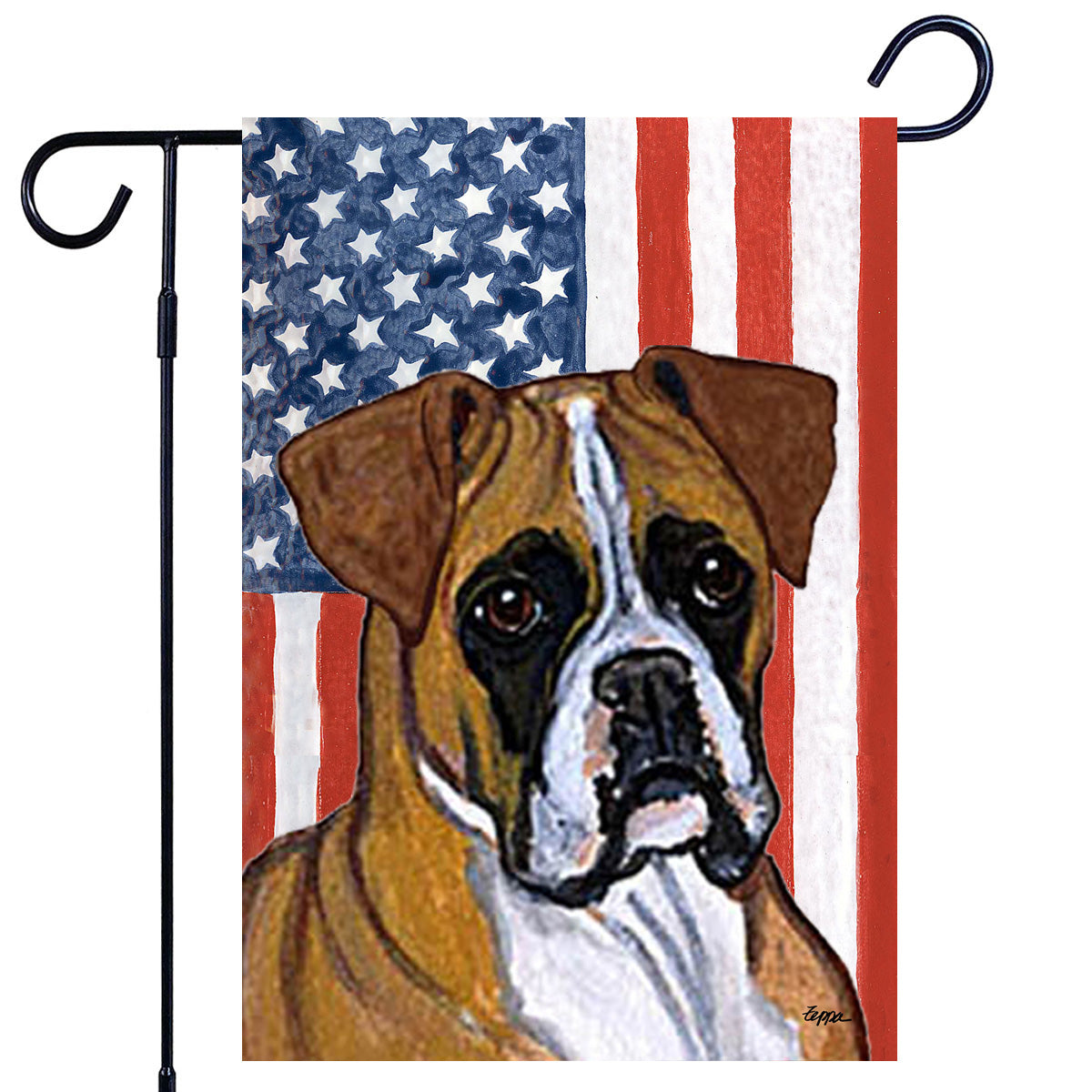 Boxer Uncropped Americana Garden Flag