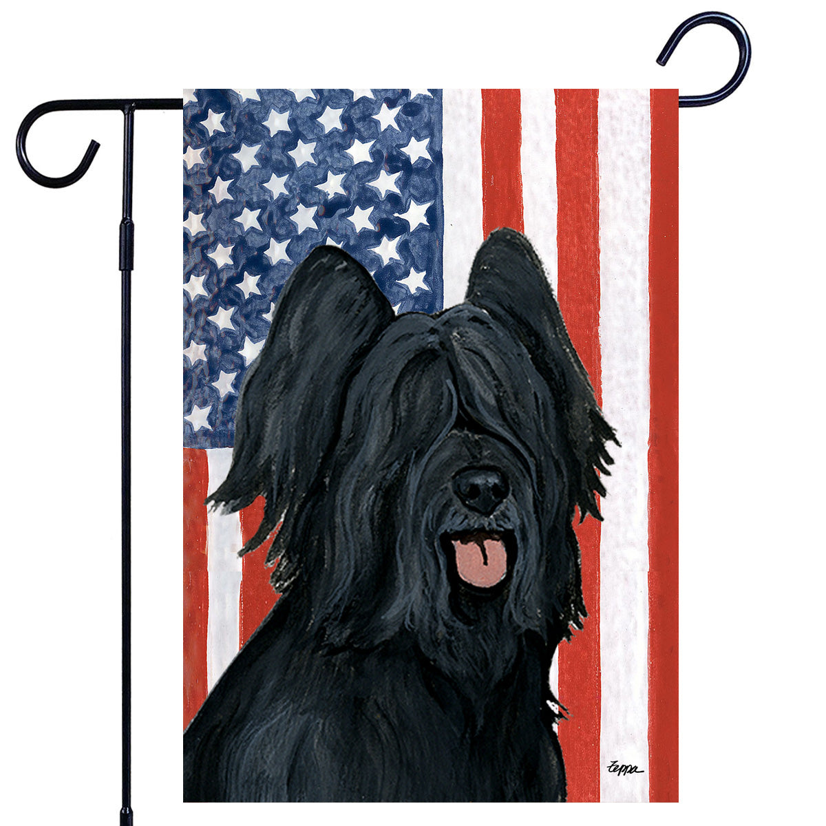 Black Briard Americana Garden Flag