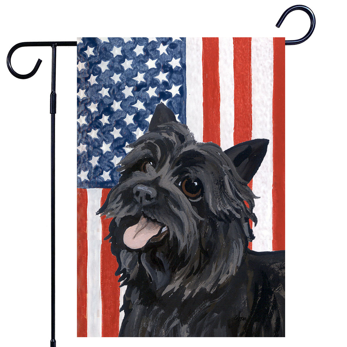 Black Cairn Terrier Americana Garden Flag