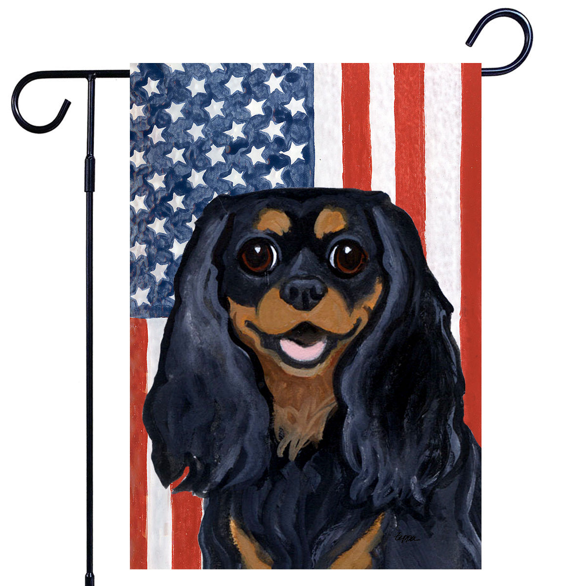 Black and Tan Cavalier King Charles Spaniel Americana Garden Flag