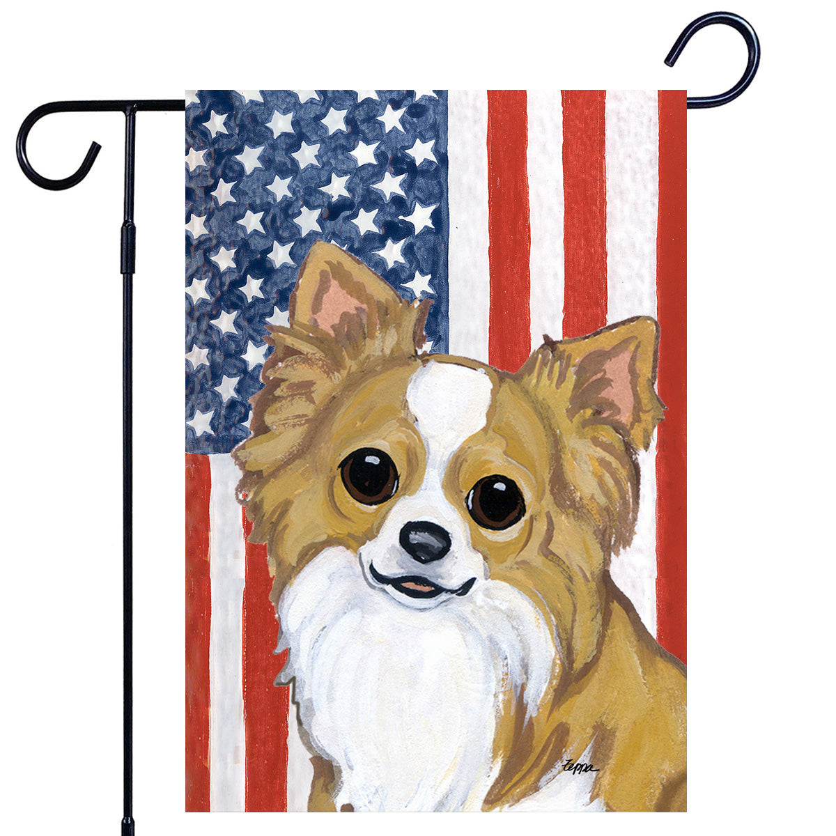 Longhaired Chihuahua Americana Garden Flag
